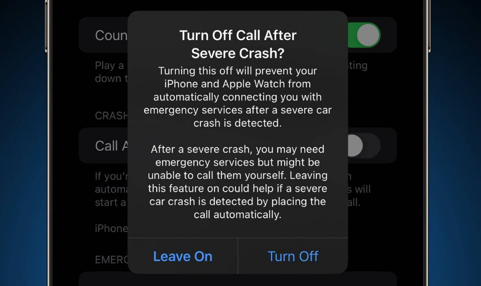 官渡苹果14维修分享 iPhone 14 和 Apple Watch 上关闭崩溃检测 