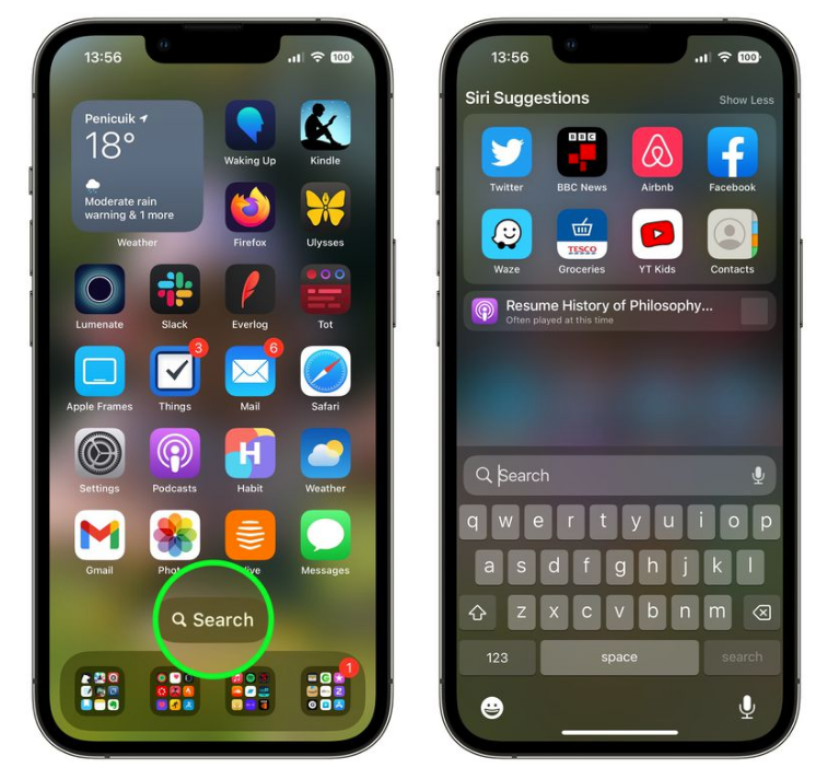 官渡苹果手机维修分享升级到 iOS 16 后，如何删除主屏幕上的搜索按钮 